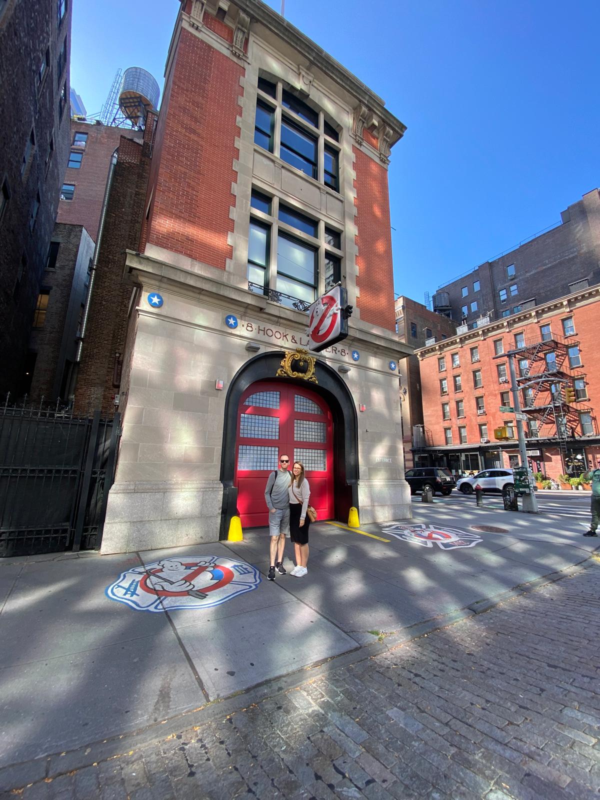 David & Emelie at the ghostbusters fire station
